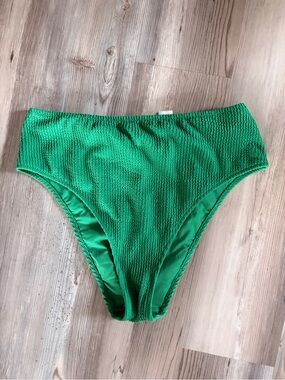 Aerie cHigh-Waist Textured Green Swim Bottoms